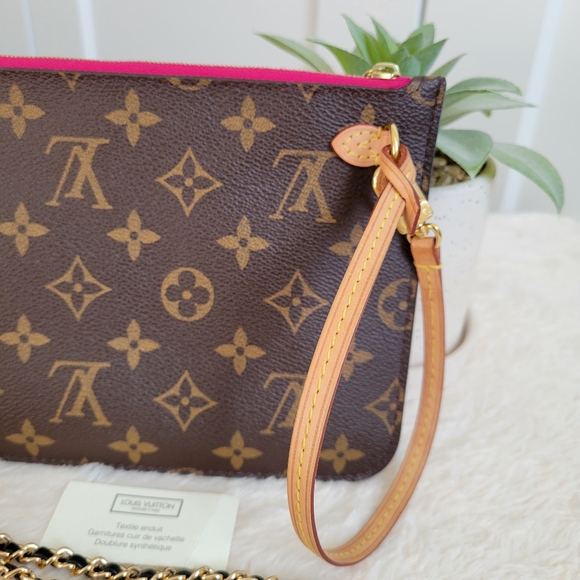 💕 LOUIS VUITTON Neverfull Monogram "PEONY" Mm/Gm Clutch/ Wristlet/Crossbody - Picture 4 of 16
